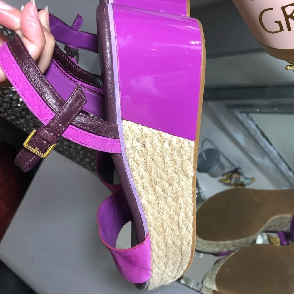 Colé haan purple wedge sandals size 7.B